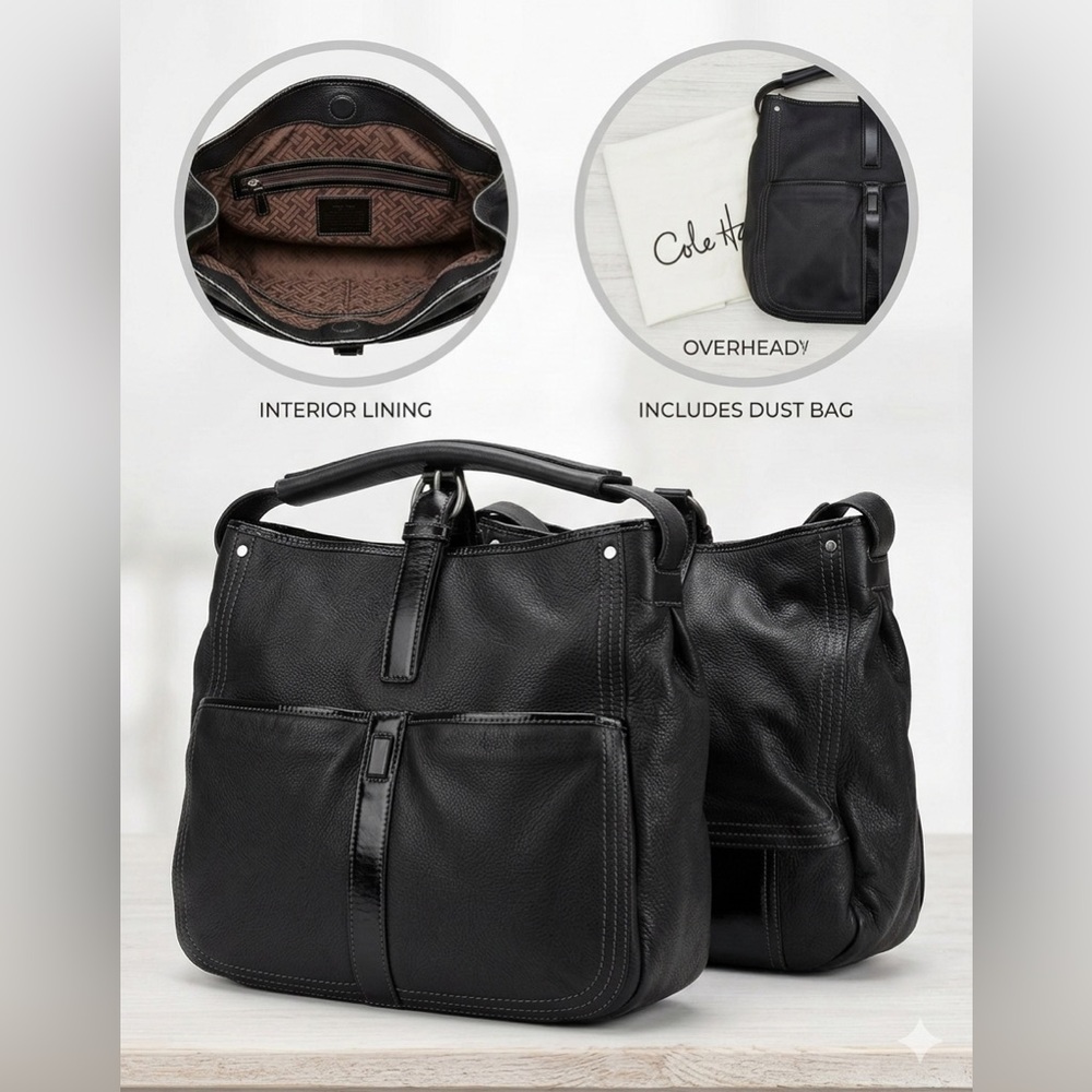 Cole Haan Black Leather Tote with Dust Bag